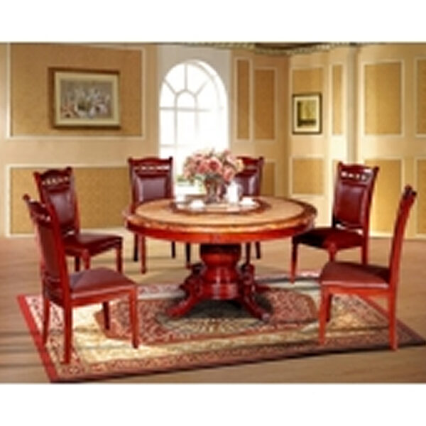 Round Marble-Top Traditional Dining Set (6-Seater)